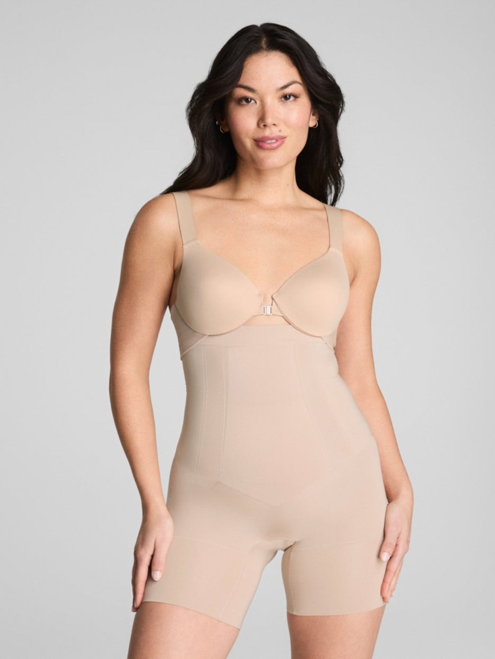 SPANX SMALL High-Waist Nude Shaping Bodysuit Shorts